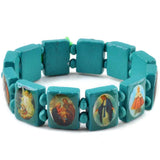 5pcs Children Bracelets Wooden Jesus Saints Rosary Religious Bangles