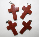5pcs Cross Pendant Green Aventurine Crystal for DIY Necklace Jewelry 28x40mm