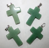 5pcs Cross Pendant Green Aventurine Crystal for DIY Necklace Jewelry 28x40mm