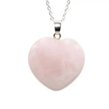 5pcs Pink Quartz Lucky Heart Pendant Choker Steel Jewelry