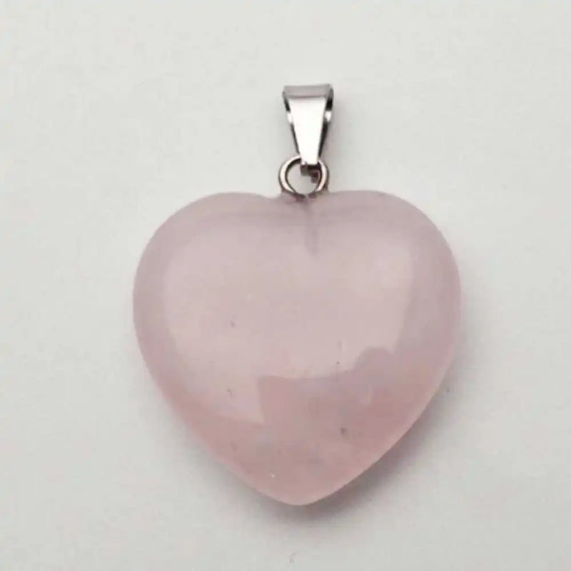 5pcs Pink Quartz Lucky Heart Pendant Choker Steel Jewelry