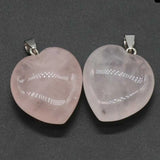 5pcs Pink Quartz Lucky Heart Pendant Choker Steel Jewelry