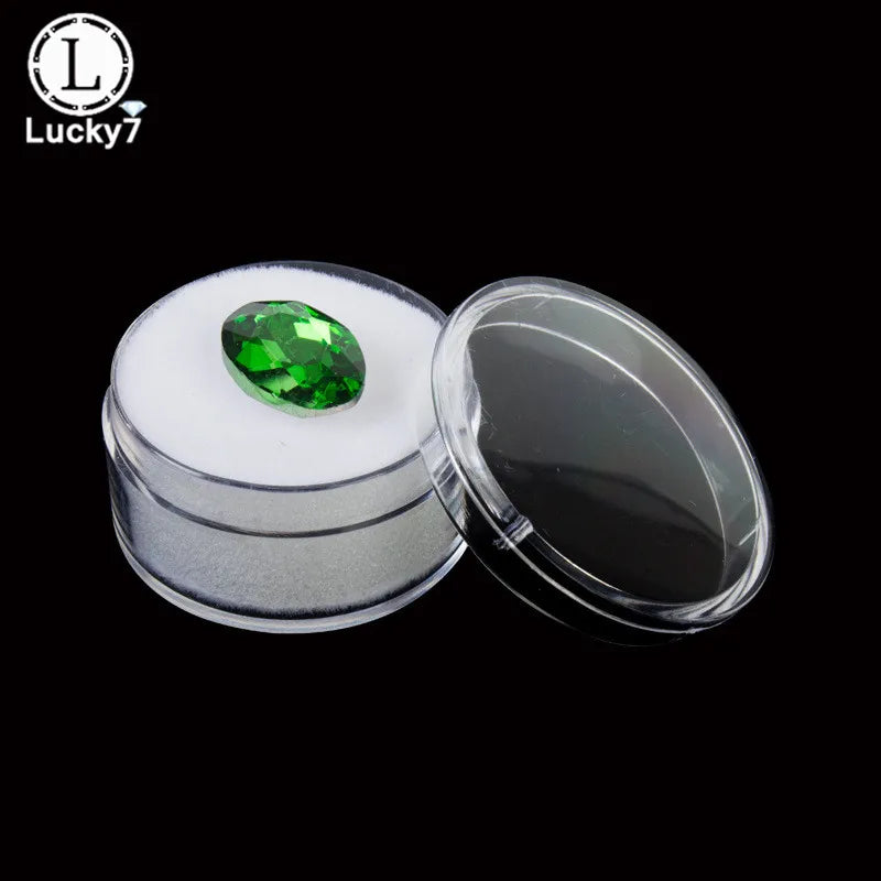 5pcs Clear Round Rhinestone Box Plastic Beads Jewelry Case Storage Gem Organizer
