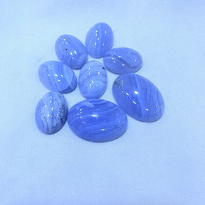 5pcs Natural Lace Agate,Blue Chalcedony Bead Cabochons Oval Gem stone Ring Face