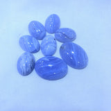 5pcs Natural Lace Agate,Blue Chalcedony Bead Cabochons Oval Gem stone Ring Face