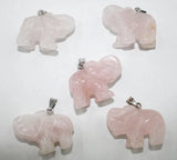 5pcs Natural Red Agates Crystal Stone Pink Crystal Hand-Carved Elephant Pendant