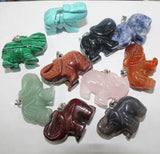 5pcs Natural Red Agates Crystal Stone Pink Crystal Hand-Carved Elephant Pendant