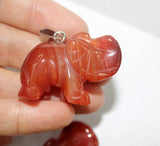 5pcs Natural Red Agates Crystal Stone Pink Crystal Hand-Carved Elephant Pendant