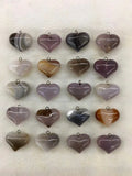 5pcs Natural Quartz Agate Bead Pendant, 20x25mm Hearts Gem Stones