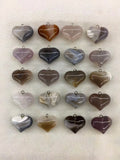 5pcs Natural Quartz Agate Bead Pendant, 20x25mm Hearts Gem Stones