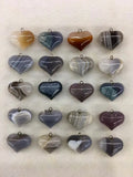 5pcs Natural Quartz Agate Bead Pendant, 20x25mm Hearts Gem Stones