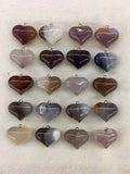 5pcs Natural Quartz Agate Bead Pendant, 20x25mm Hearts Gem Stones