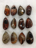 5pcs Polished Gem Stone Bead Pendant, Amethyst, Quartz Agate Pendant 30-45mm