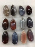 5pcs Polished Gem Stone Bead Pendant, Amethyst, Quartz Agate Pendant 30-45mm
