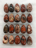 5pcs/pack Polished Gem Stone Bead Pendant, Natural Dragon Blood Stone, Sodalite