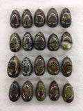5pcs/pack Polished Gem Stone Bead Pendant, Natural Dragon Blood Stone, Sodalite