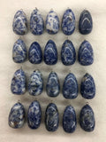 5pcs/pack Polished Gem Stone Bead Pendant, Natural Dragon Blood Stone, Sodalite