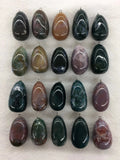 5pcs/pack Polished Gem Stone Bead Pendant, Natural Dragon Blood Stone, Sodalite