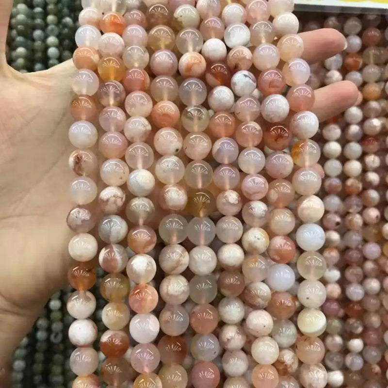 6-10mm Sakura Cherry Blossom Agate Loose Beads Mixed Charms Stones