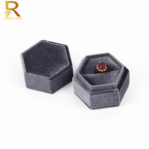 Vintage Velvet Ring Box Double Slots Wedding Ring Storage Box