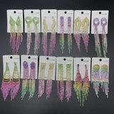 6 Pairs Gradient Rhinestone Tassel Earrings Bridal Jewelry