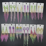 6 Pairs Gradient Rhinestone Tassel Earrings Bridal Jewelry
