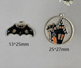 60 Pcs Halloween Bat Haunted House Charm Pendants for Jewelry Making