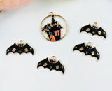 60 Pcs Halloween Bat Haunted House Charm Pendants for Jewelry Making