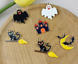 60 Pcs Halloween Ghost Cat Haunted House Charm Pendants