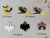 60 Pcs Halloween Ghost Cat Haunted House Charm Pendants