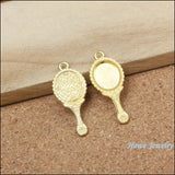 60pcs Enamel Alloy Gold-color Mirror Pendants Charms for DIY Jewelry Making