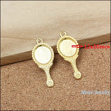 60pcs Enamel Alloy Gold-color Mirror Pendants Charms for DIY Jewelry Making