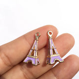60PCS Eiffel Tower Enamel Charms Oil Drop Plated Jewelry