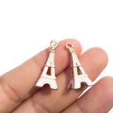 60PCS Eiffel Tower Enamel Charms Oil Drop Plated Jewelry