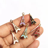 60PCS Eiffel Tower Enamel Charms Oil Drop Plated Jewelry