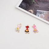 60PCS/lot Cartoon Enamel Alloy Girl Pendant Oil Drop Bracelet Pendants