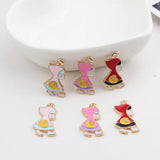 60PCS/lot Cartoon Enamel Alloy Girl Pendant Oil Drop Bracelet Pendants