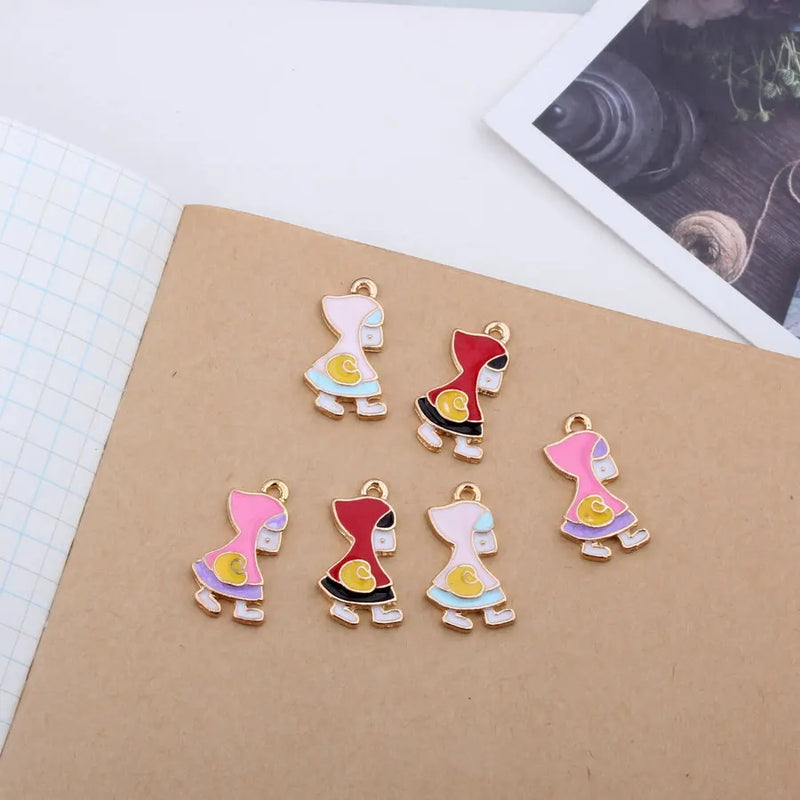 60PCS/lot Cartoon Enamel Alloy Girl Pendant Oil Drop Bracelet Pendants