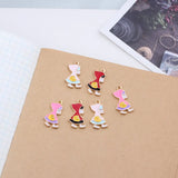 60PCS/lot Cartoon Enamel Alloy Girl Pendant Oil Drop Bracelet Pendants