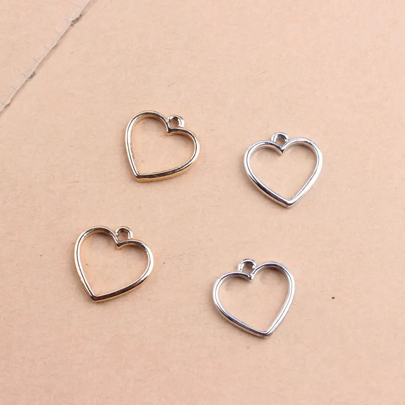 60PCs/Lot 16*16MM Heart Pendant Charms DIY Jewelry Findings