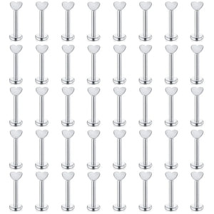 60Pcs Surgical Steel Lip Labret Tragus Earrings Body Jewelry