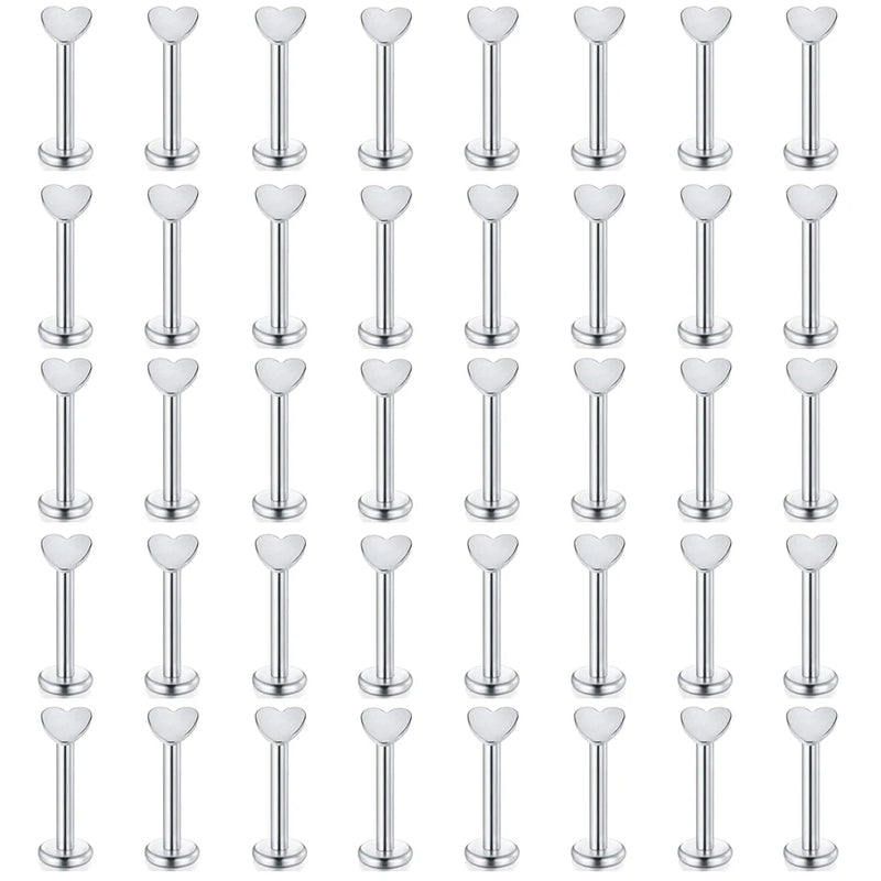 60Pcs Surgical Steel Lip Labret Tragus Earrings Body Jewelry