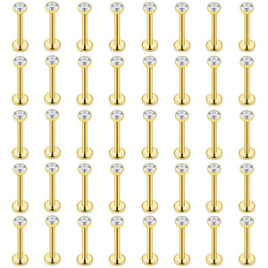 60Pcs Surgical Steel Lip Labret Tragus Earrings Body Jewelry
