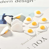 60pcs 22*16MM Food Egg Shape Flatback Resin Cabochons