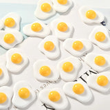 60pcs 22*16MM Food Egg Shape Flatback Resin Cabochons