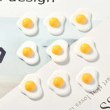 60pcs 22*16MM Food Egg Shape Flatback Resin Cabochons