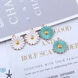 60pcs Enamel Alloy Daisy Flower Charms 18*21MM Oil Drop Floral Pendant