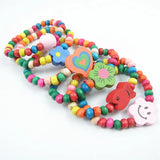 60pcs Wood Kids Bead Bracelets Party Gift
