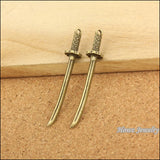 65 pcs Vintage Charms Samurai sword Pendant Antique bronze DIY Jewelry Making