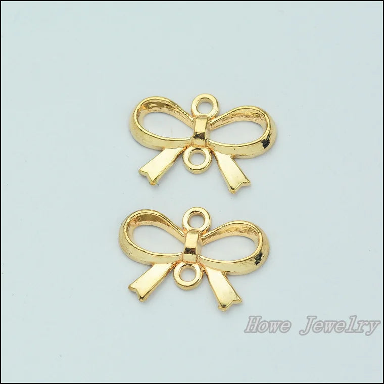 68 pcs Gold-color Bow Pendants for Bracelet Necklace DIY Jewelry Making